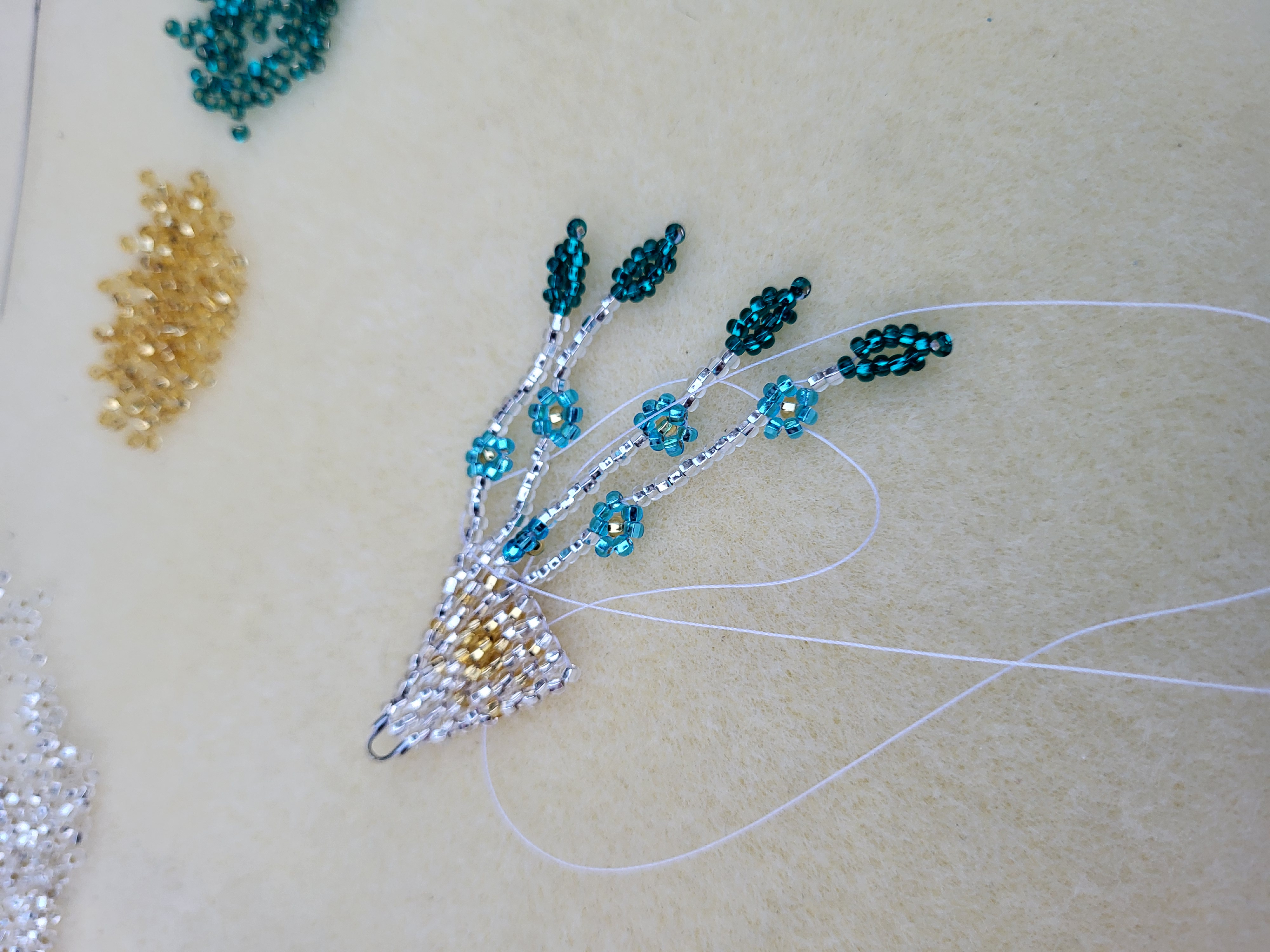 Beading in progress