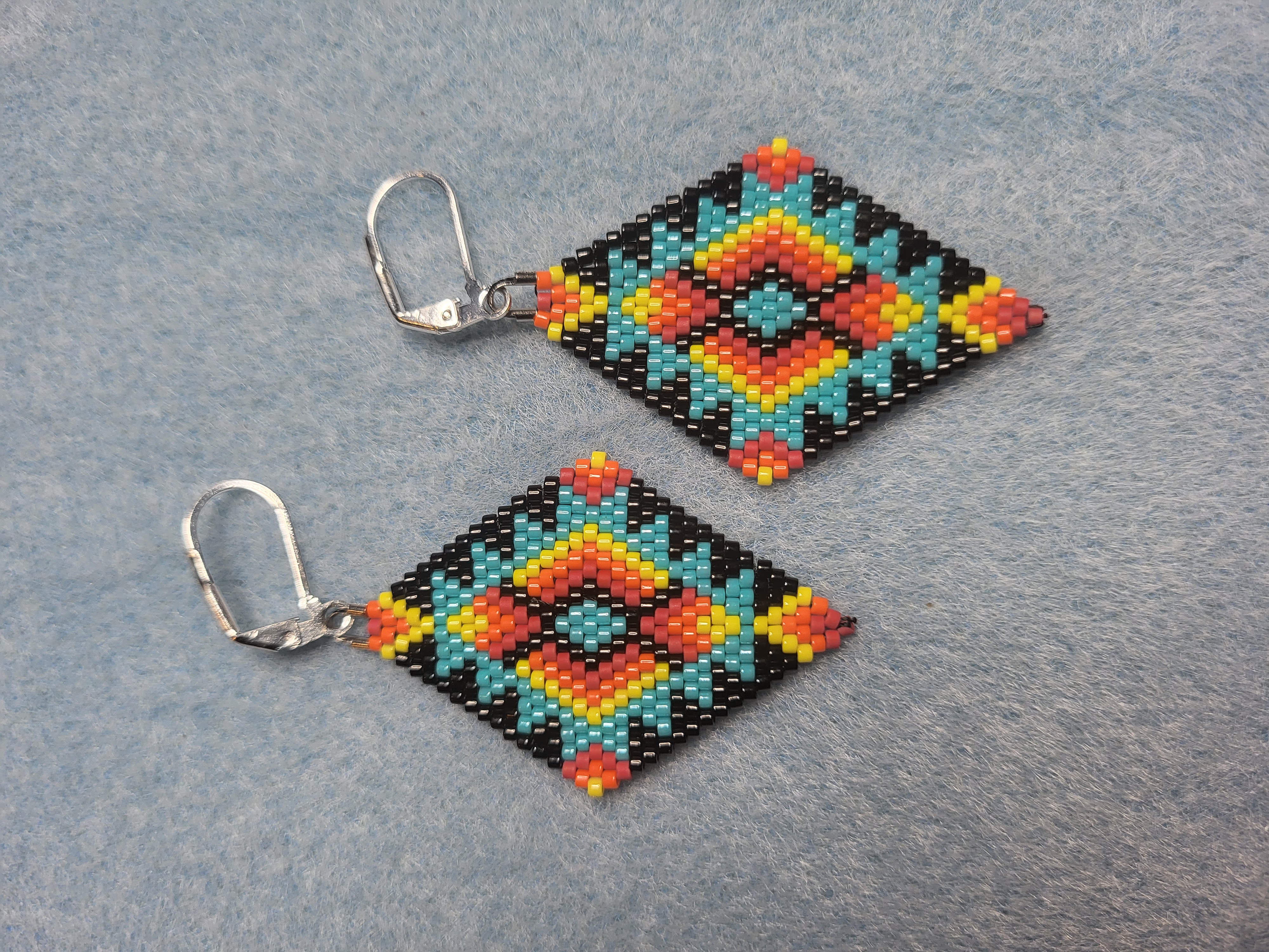 Completed beaded earrings